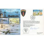 WW2 Flt Lt Bill Reid VC Signed Operation Overlord- The Armies 6 June 1944 FDC. 1 Isle of Man Stamp