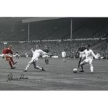 Autographed DENIS LAW 12 x 8 photo - Colz, depicting the Man United striker opening the scoring in