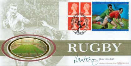 Rugby Roger Uttley OBE signed Rugby Benham FDC PM Rugby 1999 Twickenham 01. 10. 99. Good