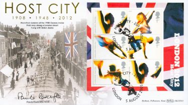 Olympics Paula Radcliffe MBE signed Host City 1908-1948-2012 Commemorative London 2012 Benham FDC PM