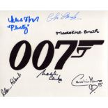 007 James Bond movie logo 8x10 photo signed by FIVE stars of Bond movies in Lana Wood, Eileen