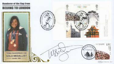Olympics Tessa Sanderson signed Beijing to London commemorative FDC PM Handover of the flag from