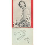 Gracie Fields signed album page and 6x4 sepia post card photo. Dame Gracie Fields DBE OStJ (born