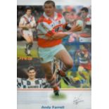 Rugby. Andy Farrell Signed 18x14 Colour Montage Photo. Limited Edition 76/500. Big Blue Tube