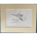 Original Avro Vulcan XM649 RAF Scampton 1963 Nicholas Trudgian pencil drawing signed by him and Five
