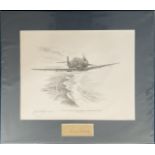 Original BF109 Werner Molders Nicholas Trudgian pencil drawing signed by him mounted with a Werner