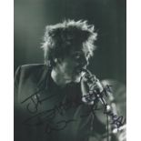 Sex Pistols Member John Lydon Signed 10x8 inch Black and White Photo. Signed in black ink with