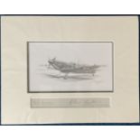 Original Nicholas Trudgian signed pencil Spitfire drawing mounted with the autographs of Ken