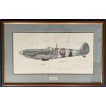 WW2 Fantastic RAF Colour 35 x 22 inches Overall Size Print Showing Spitfire MH434 Framed and Mounted