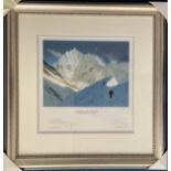 Sir Edmund Hillary signed Everest Mountain Print. Framed and mounted Conquest of Everest print