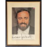 Music Luciano Pavarotti signed 14 x 12 inch colour Decca records photo. Very nicely framed in