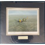 WW2 Luftwaffe ace Erich Hartmann autograph mounted below a Gerald Coulson print titled Hartman, 89