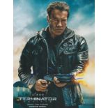 Arnold Schwarzenegger Signed 10x8 inch Colour Terminator Genisys Photo. Signed in blue ink. Good