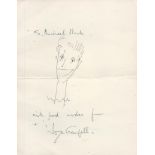 Joyce Grenfell signed face doodle on 7 x 5 inch cream paper to Michael. Good condition. All