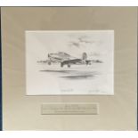 Original Gloster E28/39 Nicholas Trudgian pencil drawing signed by him mounted with a Frank