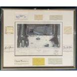 WW2 Great Escape multiple signed print by Steve Teasdale with signatures of NINE actors from the