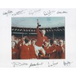 1966 World Cup 14 x 12 colour photo signed by Jack Charlton and Bobby Charlton plus around the mount