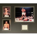 Boxing Muhammad Ali Signed Signature Piece with 3 Colour Photos, Mounted Professionally to an