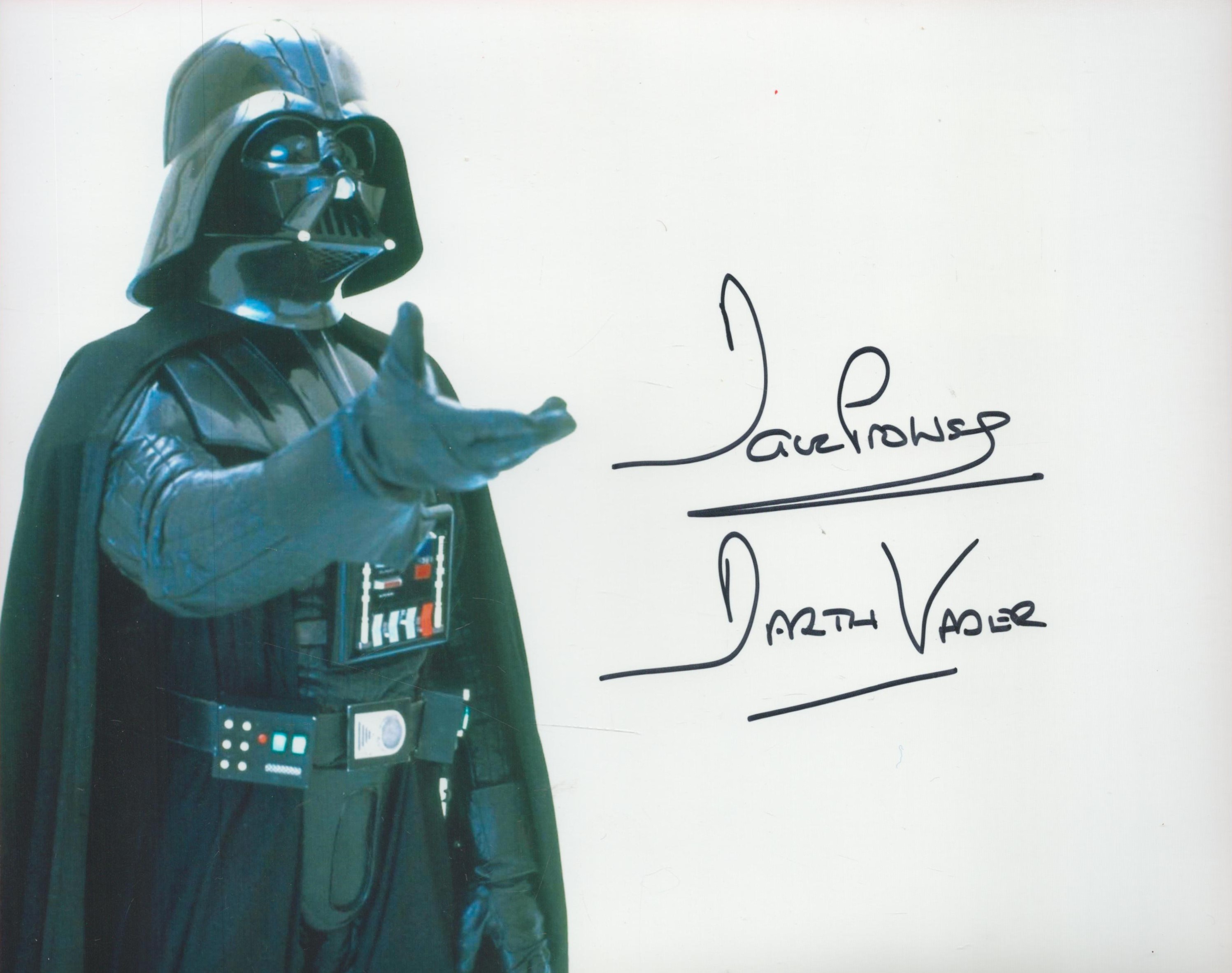 Star Wars Dave Prowse as Darth Vadar signed 10 x 8 inch colour photo. Good condition. All autographs