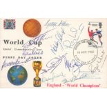 1966 Complete Team signed World Cup FDC. The cover has Harrow and Wembley rare postmark and was