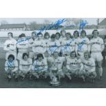 Autographed Leeds United 1974 12 X 8 Photo - B/W, Depicting A Wonderful Image Showing The 1974 First