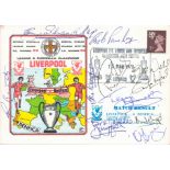 Liverpool legends multiple signed 1978 Dawn football cover for match v Benfica. Includes Bob