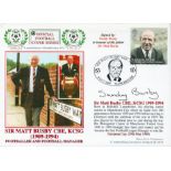 Manchester United Sir Matt Busby 2009 Dawn Official Football First Day Cover Signed By Son Sandy