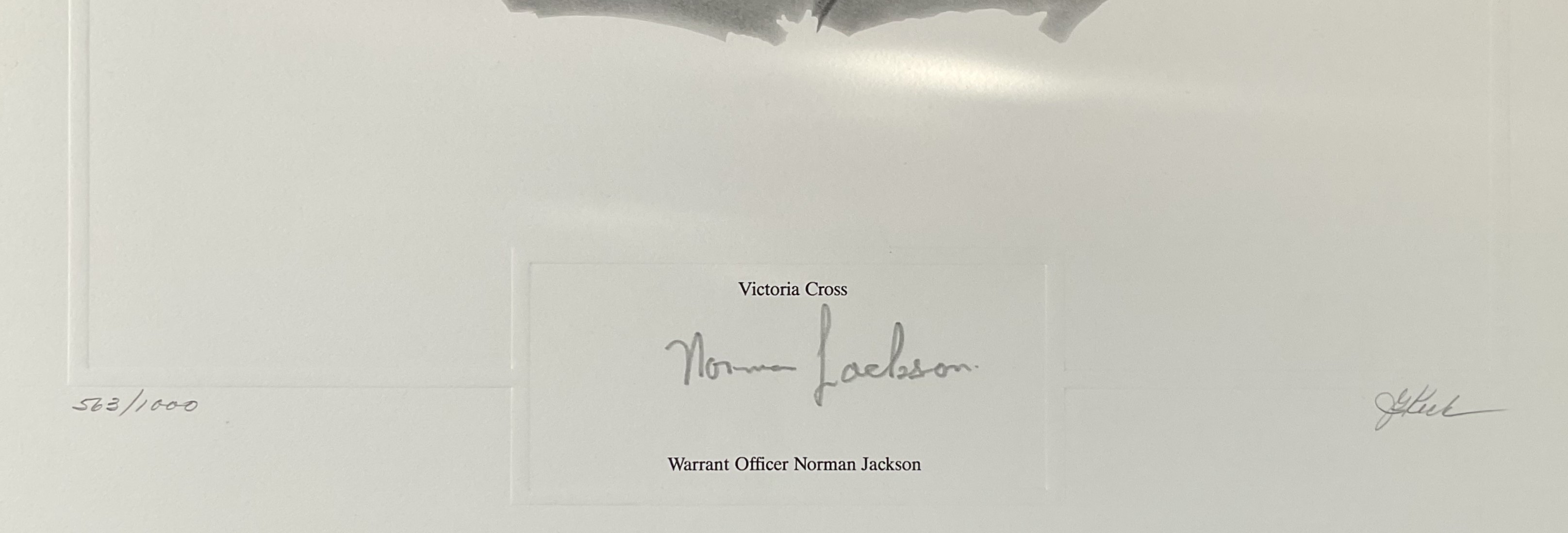 WW2 Warrant Officer Norman Jackson VC Signed on 563/1000 Black and White Print of Norman Jackson VC. - Image 2 of 2