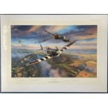 Superb D Day Edition Colour Print Signed by 4 Titled Victory Over Gold by Nicolas Trudgian. Signed