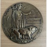 WW1 Death Plaque for Lance Corporal Harry Goulden of Manchester Regiment, 1st Battalion. Bronze