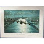 WW2 Colour Print En Route by Anthony Saunders Multi Signed by John Bell, Basil Fish, Benny