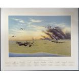 WW2 Colour Print Return From Caen by Graeme Lothian Multi Signed by Tom Austin, Peter Rutter, Arthur