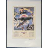 WW2 Colour Print Fighter Legends by Nicolas Trudgian Signed by AVM Johnnie Johnson limited edition