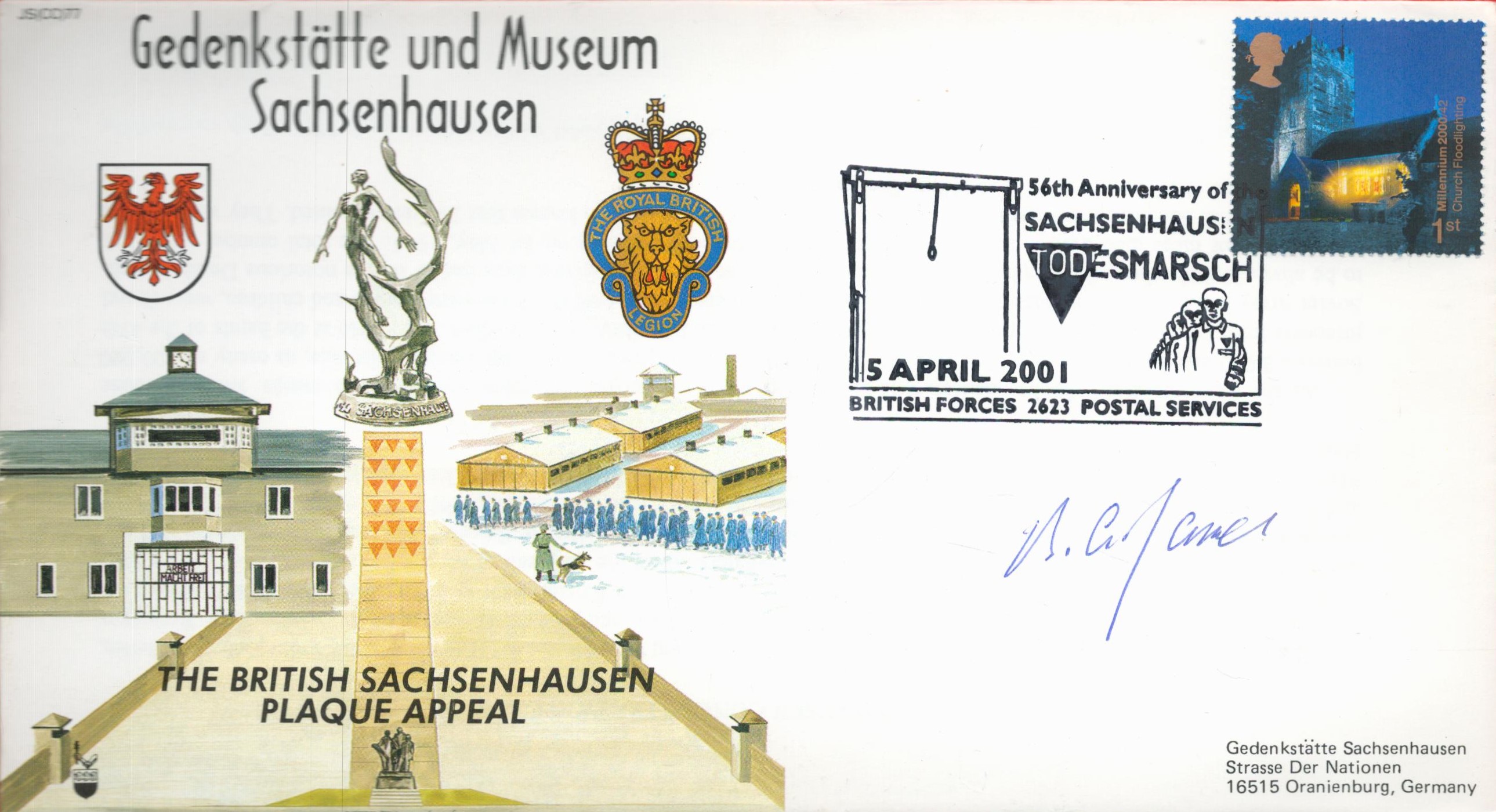 WW2 Sqn Ldr Jimmy James Signed Gedenkstatte Und Museum Sachsenhausen FDC. British 1st Class Stamp