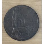 WW1 Death Plaque for Sgt Arthur Arthan of Scottish Rifles Regiment. Bronze Plated Plaque Engraved