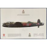 WW2 James Willie Tait Signed Lancaster B1 Pa474 Battle of Britain Memorial Flight Colour Print.