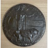 WW1 Death Plaque for Stoker 1st Class John George Beresford Royal Navy HMS Shark. Bronze Plated