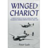 WW2 Hardback Book Signed by The Author Peter Lush. Book Titled Winged Chariot. 1st Edition. Signed