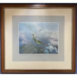 WW2 Colour Print Bader Bale Out by Frank Wootton Signed by Douglas Bader, limited edition no 613 /