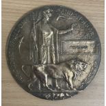 WW1 Death Plaque for Ex Slave Bhukroo Who Was Taken on Ship and Killed. Bronze Plated Plaque