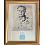 WW2 Squadron Leader Douglas Bader Pencil Drawing Print by Cuthbert Orde drawn 15th March 1941 with