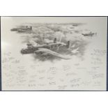 WW2 Black and White Print Bombers Moon by Nicolas Trudgian Multi Signed by 42 WW2 Veterans including