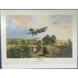 WW2 Colour Print Piece Of Cake by Michael Turner Multi Signed by Ginger Lacey, Brian Kingcome, Paddy