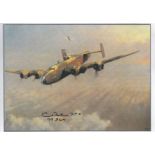 WW2 Flight Lieutenant Cyril Peters DFC Signed 10x8 Colour Lancaster Art Print. Good condition. All