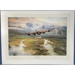 WW2 Colour Print The Straggler Returns by Robert Taylor Multi Signed by Bill Reid, David Shannon,