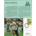 Bryan Robson signed first day of issue postcard. Stamp date 1 October 1990. Robson OBE is an English