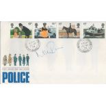 Nick Ross signed Police FDC. 2 Postmark stamps and 4 normal stamps. Ross CBE is a British radio