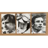 Motor Racing collection three vintage 6x4 vintage black and white post card photos features Jacky