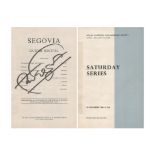 Andres Segovia signed Royal Liverpool Philharmonic Society Saturday Series vintage programme dated