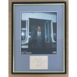 Matt Monro 16x12 approx. mounted and framed signature piece includes signed album page and colour